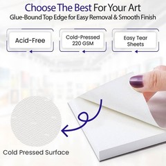 100 Sheets – Watercolor Paper Pads (9×12) – Thick Pages (220 GSM) – Also Great f