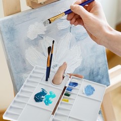 White Watercolor Palette with 20 Wells and 5 Mixing Areas Paint Tray