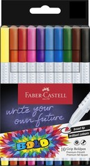 Faber-Castell Boldpen 155317 Felt Tip Pen Set, 10 Grip Fibre Pens with 1 mm Line