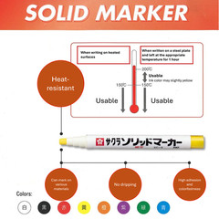 Sakura Solid Marker, Fine Tip, To 200℃, 10g, Industrial specifications, Japan
