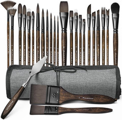 26Pcs Professional Paint Brush Set – High-Grade Series Synthetic Nylon Paint Bru