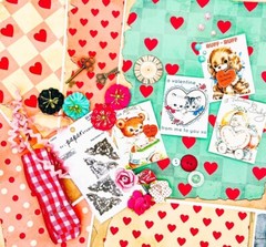 Retro Valentine Paper & Fabric Ephemera Mega Lot-junk journaling card scrapbook