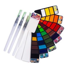 Watercolor Paint Set “ 42 Assorted Colors With 3 Brushes “ Foldable Watercolor F