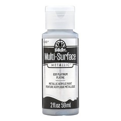 Folkart Multi Surface Metallic Platinum Paint 2 Fl Oz Dishwasher Safe Non Toxic