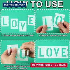 Augshy 2 Inch Letter Stencils for Painting, 56 Pcs Reusable Interlocking Letter