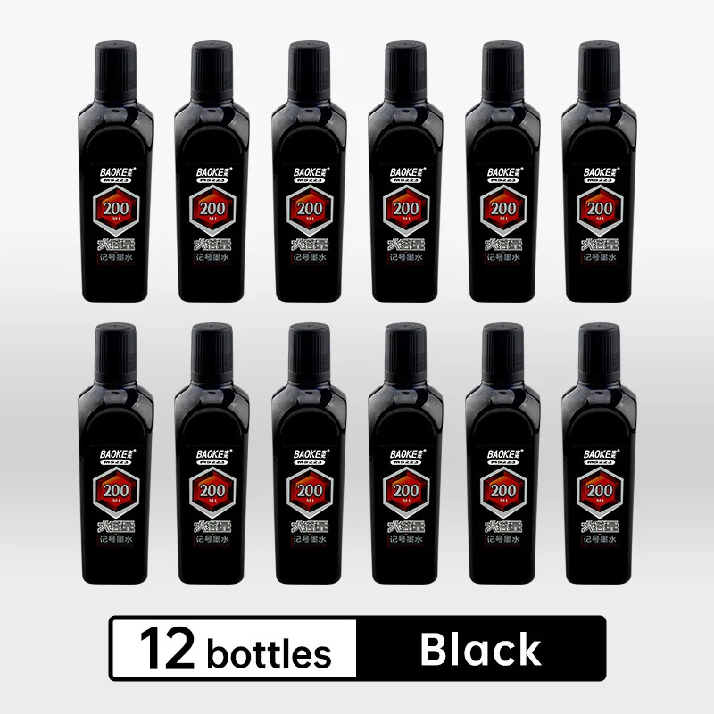 BAOKE MS223 Permanent Marker Ink Refill 200ml Bottle Black Blue Red Art Office