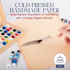 Wanderings Thick Handmade Vintage Watercolor Paper, Deckle Edge, 9×12″ 300GSM
