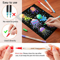 48 Colors Dual Tone Acrylic Paint Markers, 24 Pack Acrylic Paint Pens Set for Ro