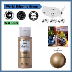 2 oz Non-Toxic Metallic Acrylic Paint in Sahara Gold – Ideal for All Surfaces