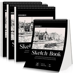 4 Pack Sketch Book, 8.5 x 11Inch Sketchbook, × 11Inch（4 Pack）, Black