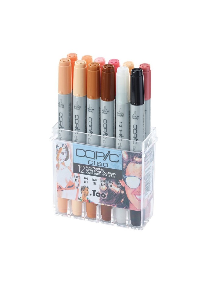 COPIC CIAO PENS – 12 SKIN TONE COLOUR SET – GRAPHIC ART MARKERS- FAST SHIPPING