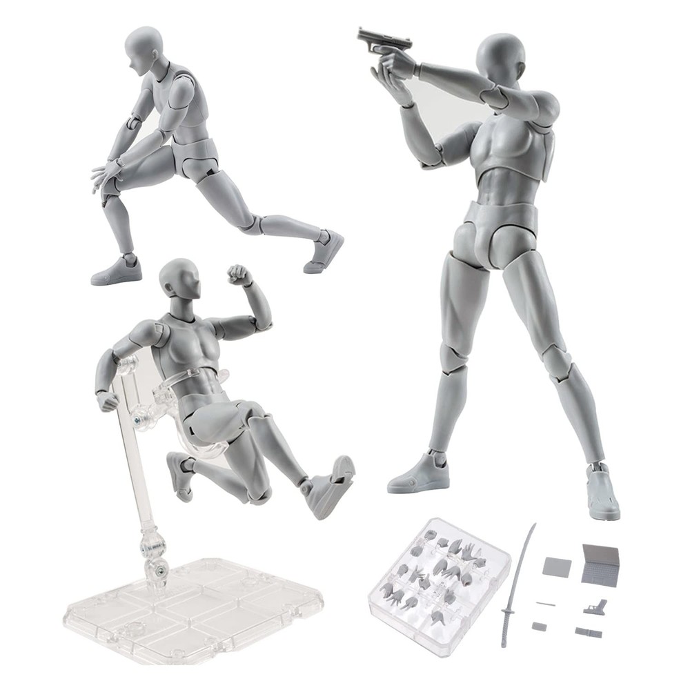 Art Manikin Figure Model for Sketching and Painting Supplies – Male, Grey