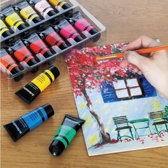 Acrylic Paint Set 48 Colors 22ml Tubes, Vibrant Pigment Rich Art Paints for