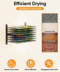 mocomax Wall Mount Art Drying Rack, 8 Removable Shelves Metal Paint Drying Ra…
