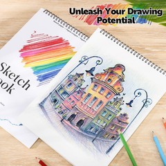 12 Pack Sketch Books, 9 x 12 Inch Sketchbook, 68lb/100gsm Spiral Bound Sketch…