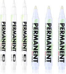 Sibba Acrylic White Paint Pens, 6 Pack White Permanent Marker with Extra Fine Po