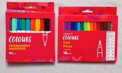 Pepco Colours Pens Markers Bundle 18 Washable Felt Tips & 10 Permanent Markers