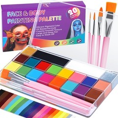 Face Body Paint Kit, 20 Colors Oil Based Painting Palette with 4 20