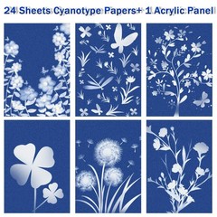 Sun Print Paper Kit Cyanotype Paper, 24 Sheets Papers with White-24