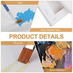 2 Pcs Stretched Canvas, 6×6″ Artist Boards 4/5″ Profile Cotton Panels,White