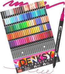 120 Watercolor Markers Set | Water Color Pens with Brush & Fineliner, Water-Base