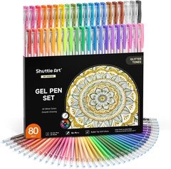 80 Pack Glitter Gel Pens, 40 Colors Glitter Gel Pens Set with 40 Refills for Adu