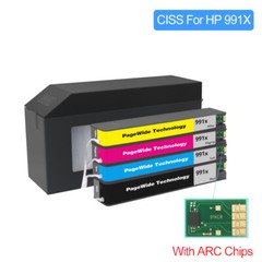 4 pc CISS 991 991X For HP MFP 755dn 774dn 750dn 750dw 772dn 772dw 777z Printer