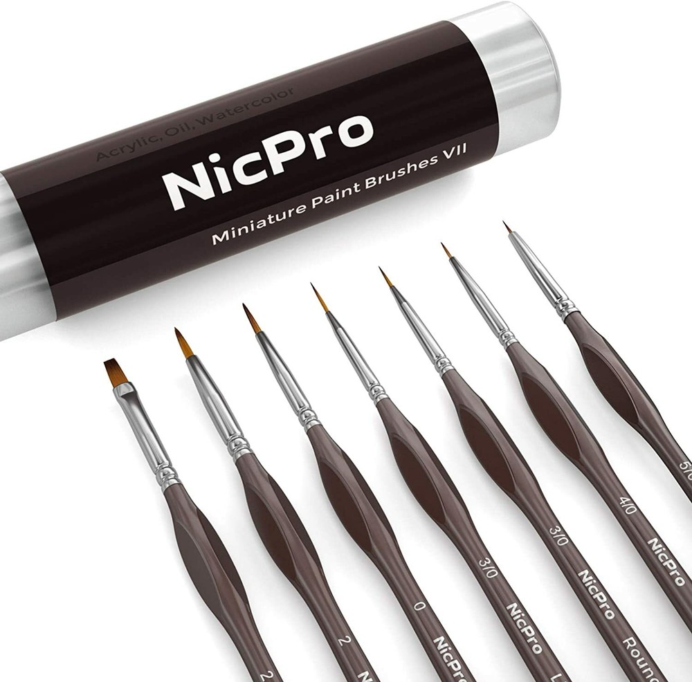 7 Micro Professional Small Fine Painting Brushes for Watercolor Oil Acrylic