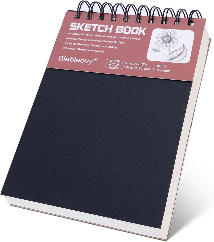 Sketch Book, 5.5″ x 8.5″ Sketchbook with 60 Sheets (68lb/100gsm), 1 Pack Draw…