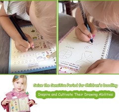 Magic Grooved Writing Practice Book, Reusable Grooved Handwriting Practice for