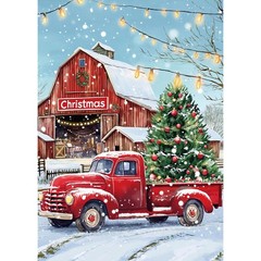 CEOVR Christmas Diamond Painting Kits, 5D Full Drill 12×16 inches, Red House