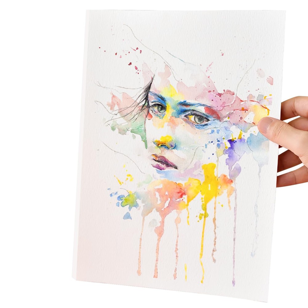 100 Cotton Watercolor Paper 5×7 Inch 140lb/300gsm Double-Sided 10 Sheets