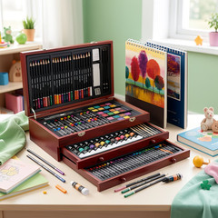 175pcs Deluxe Art Set With 2 Drawing Pads, Crayons, Acrylic Paints, Colored Penc