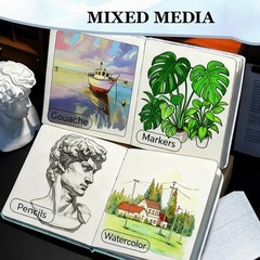 2 PCS Watercolor Journal 4.7×4.7 Inch 140lb/300gsm Paper Sketchbook Graphite