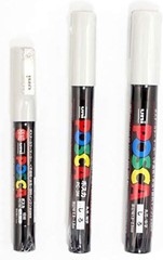 POSCA White Paint Marker Pens, 3 Sizes: PC-1M(0.7mm), PC-3M(0.9-1.3mm)