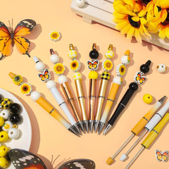 24 Sets Plastic Beadable Pens DIY Pens Making Kit Assorted Wood Beads Crystal Sp