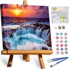 TOCARE Framed Paint by Numbers Kit for Adults Beginners, 12x12inch Niagara Fa…