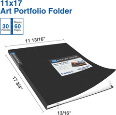 11×17 Art Portfolio Folder Presentation Book 30 Pockets Display 60 Pages