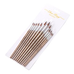 12pcs Paint Brushes Set Kit Round Pointed Tip Nylon Hair for Oil Artist Painting