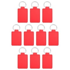 Sublimation Blank Keychains, Rectangle Leather Keychain Blanks Double Side Red
