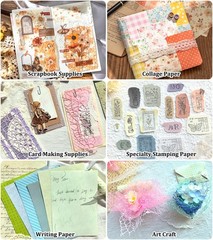 Scrapbook Supplies Kit with 246 Sheets Textured & Floral Scrapbook , 50 Pcs F…