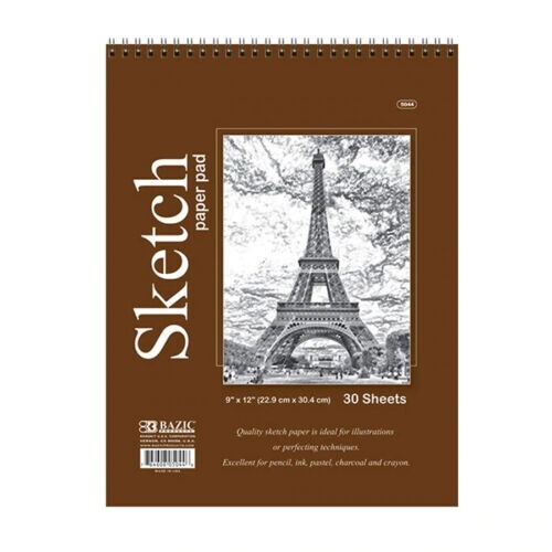 BAZIC Sketch Pad 30 Sheets 9″ X 12″ Top Spiral Sketchbook Drawing Pads, 2-Packs
