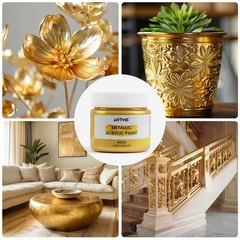 Acrylic Paint Metallic Gold, 100ml Gold Leaf Paint for Art Painting, Hand-crafts