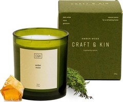 Craft & Kin 12oz Amber Moss Candle for Home | Premium Green Spring