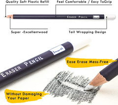 3Pc Eraser Set – Fine Detail Eraser for Sketching, Charcoal Drawings & Colored P