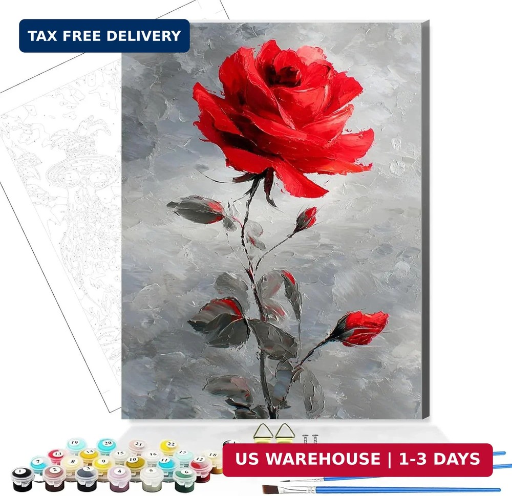 Adult Paint by Number Kits on Canvas, Flowers Paint by Numbers, Painting by Numb