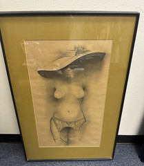 Nick Abdalla (1939-2023) Nude Pencil Drawing with Color Accents
