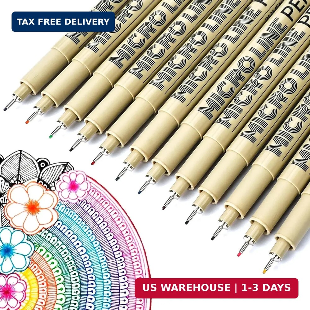 KERIFI 05 Micro Fineliner Drawing Art Pens: 12 Colors 0.45mm Multiliner Fine Lin