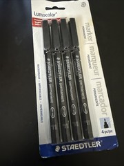 Staedtler Lumocolor Permanent Pen 318-9 Fine 0.6mm 1 Count (Pack of 4), Black