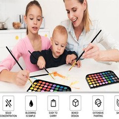 Watercolor Paint,48 Colors Washable Watercolor Paint Set With Brush, Refillab…